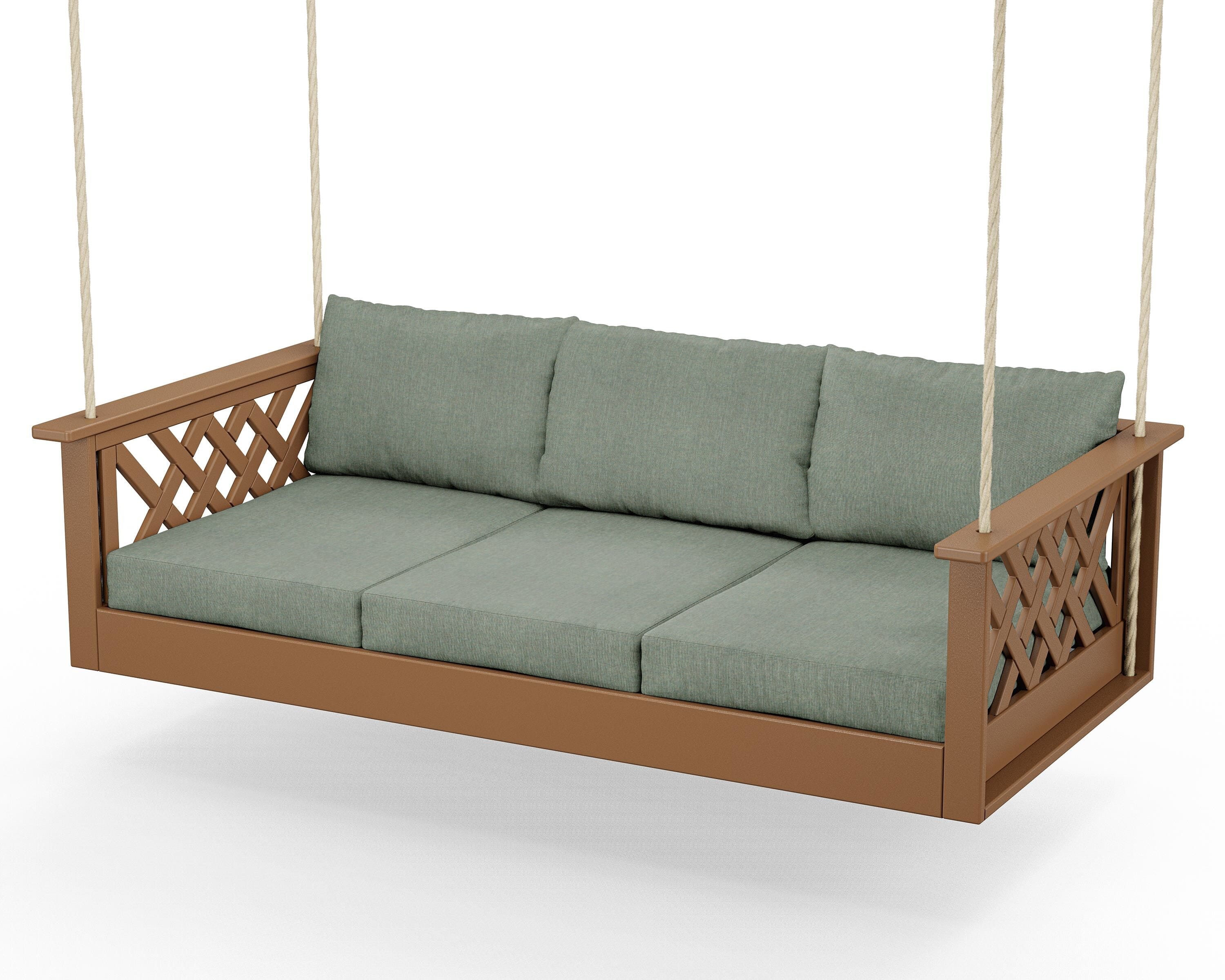 Country Living Wovendale Daybed Swing in Teak / Cast Sage