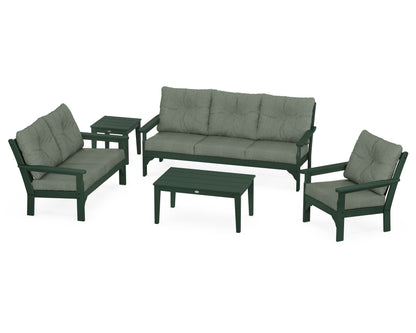 POLYWOOD® Vineyard 5 Piece Deep Seating Set in Green / Cast Sage