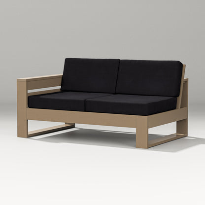 PW Designer Series Latitude Modular Left Arm Loveseat in Vintage Sahara / Midnight Linen
