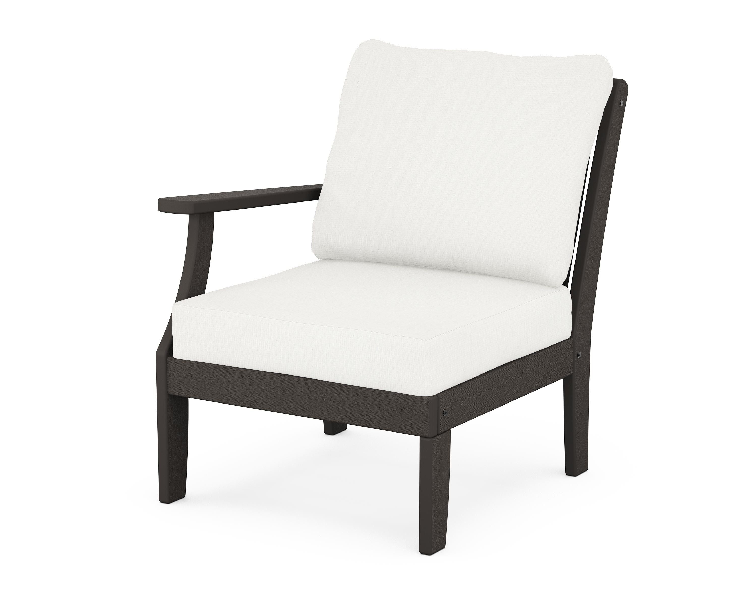 POLYWOOD® Braxton Modular Left Arm Chair in Vintage Coffee / Natural Linen