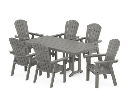 POLYWOOD® Nautical Curveback Adirondack 7-Piece Farmhouse Dining Set in Slate Grey