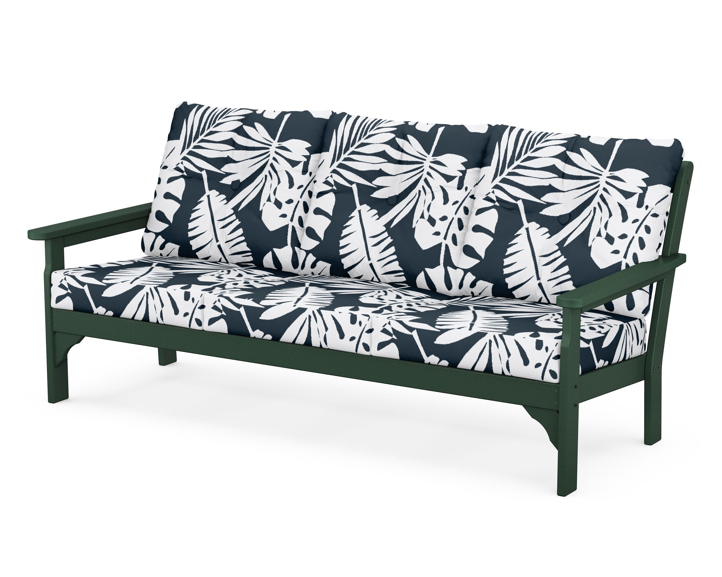POLYWOOD® Vineyard Deep Seating Sofa in Green / Leaf Marine Indigo