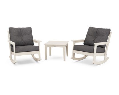 POLYWOOD® Vineyard 3-Piece Deep Seating Rocker Set in Sand / Ash Charcoal