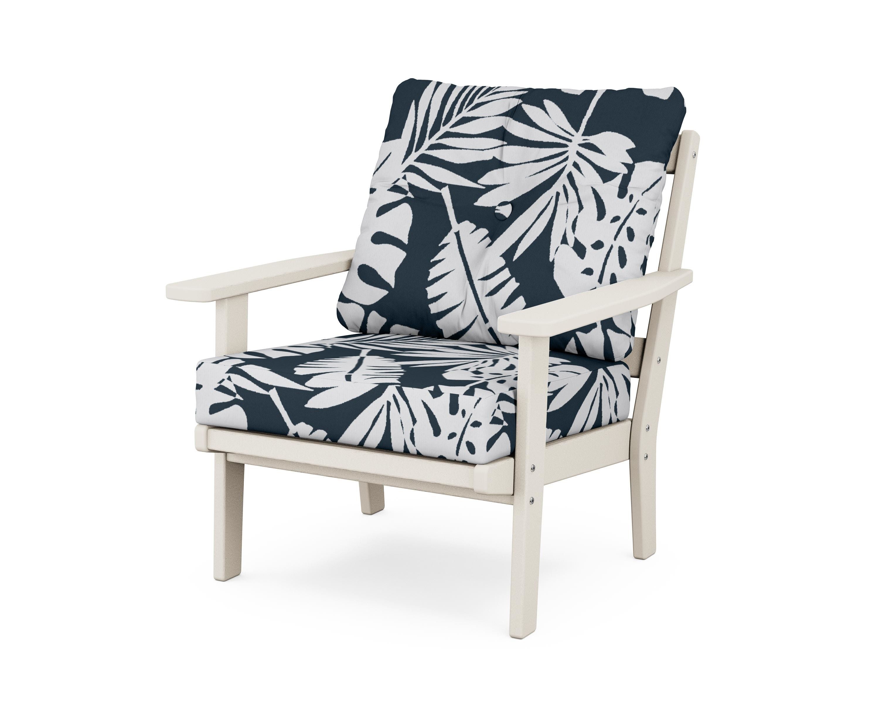 POLYWOOD® Oxford Deep Seating Chair in Sand / Leaf Marine Indigo