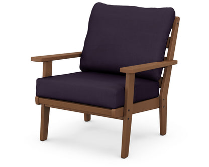 POLYWOOD® Grant Park Deep Seating Chair in Teak / Navy Linen