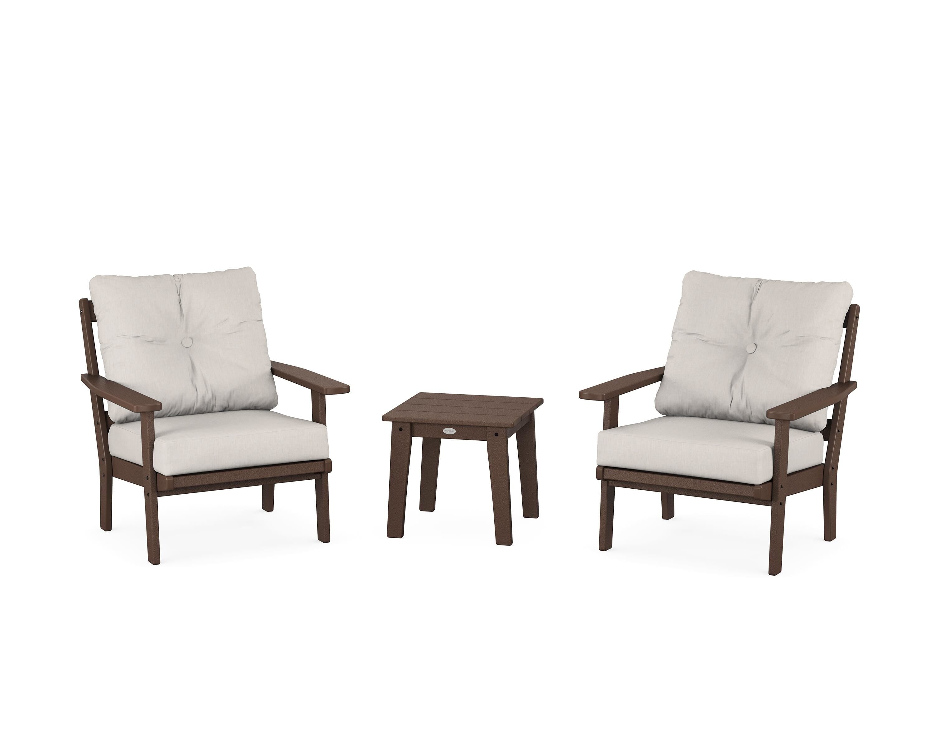 POLYWOOD® Prairie 3-Piece Deep Seating Set in Mahogany / Cast Ash