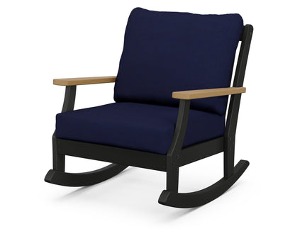 POLYWOOD® Braxton Deep Seating Rocking Chair in Black / Natural / Navy