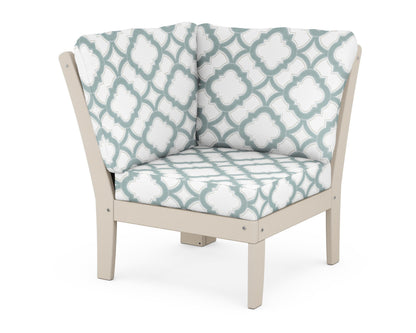 POLYWOOD® Braxton Modular Corner Chair in Sand / Trellis Glacier Spa