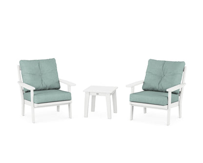 POLYWOOD® Oxford 3-Piece Deep Seating Set in White / Glacier Spa