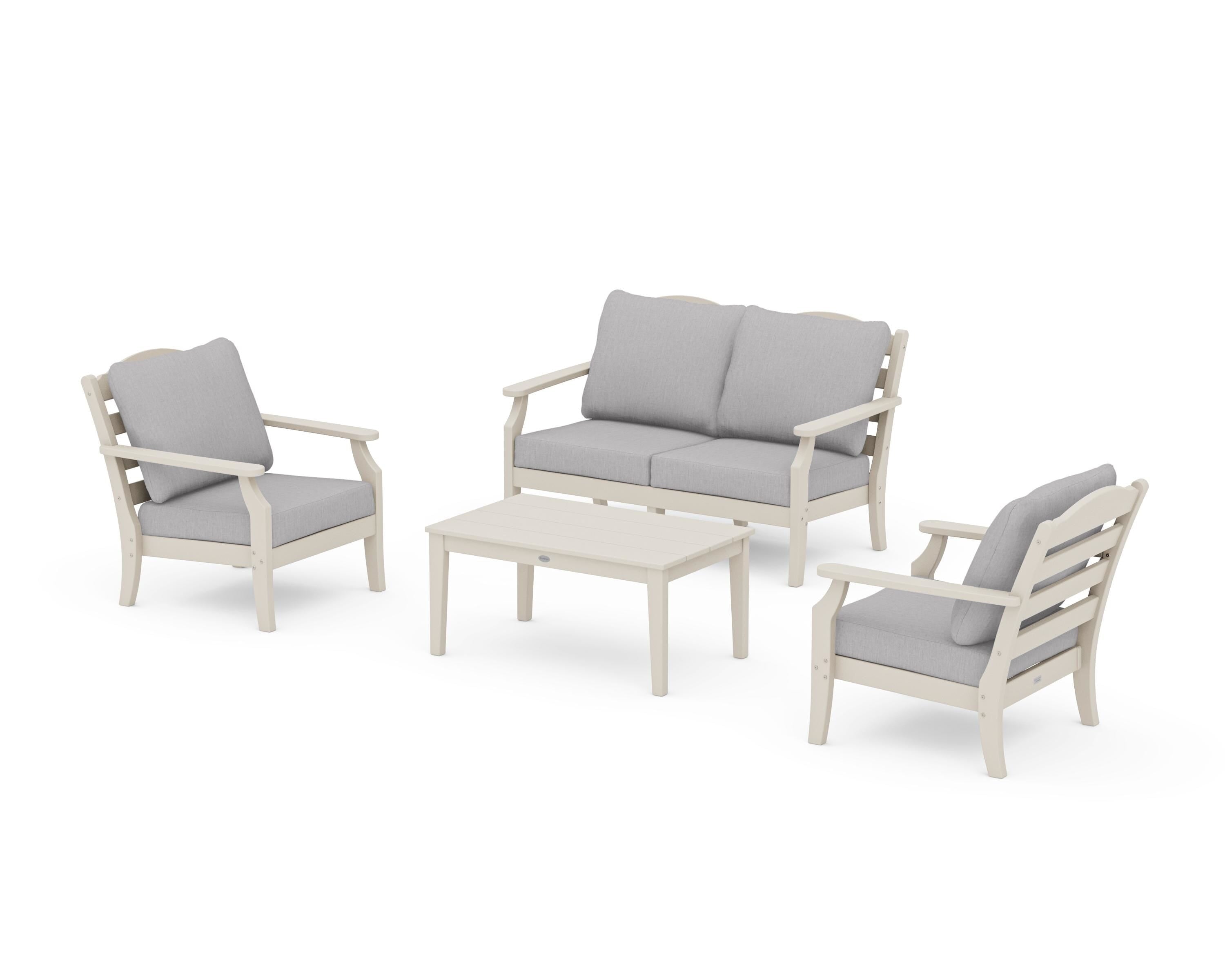 Draper James™ by  POLYWOOD® Savannah 4-Piece Deep Seating Set with Loveseat in Sand / Granite