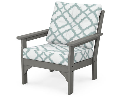 POLYWOOD® Vineyard Deep Seating Chair in Slate Grey / Trellis Glacier Spa