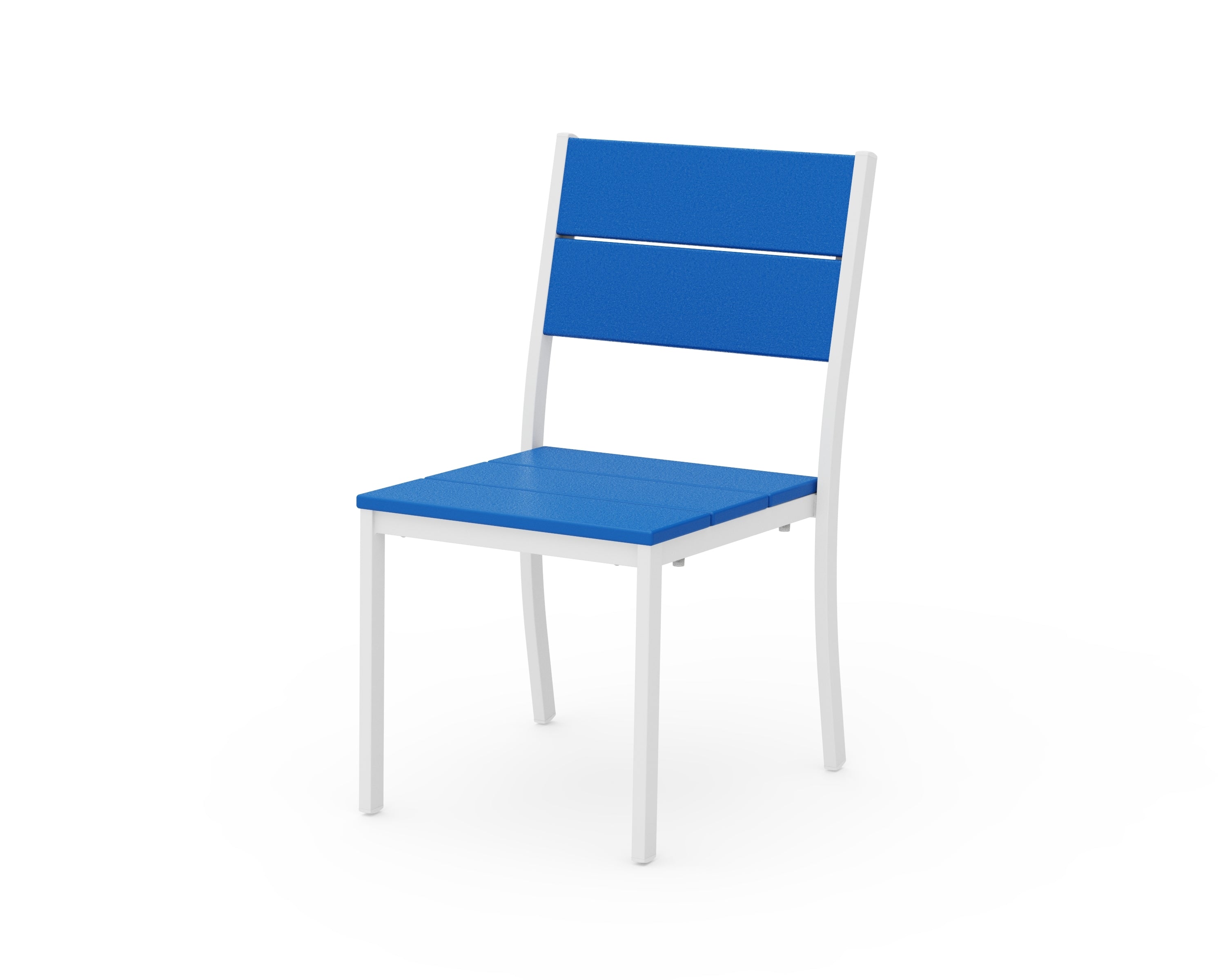 POLYWOOD® Main Street Stacking Dining Side Chair in White / Pacific Blue