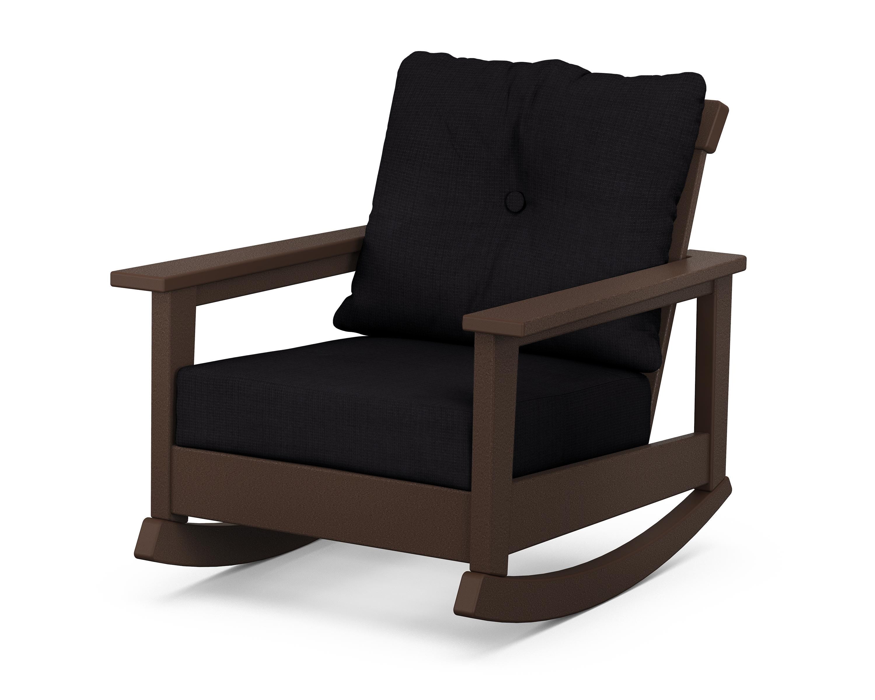 POLYWOOD® Prescott Deep Seating Rocking Chair in Mahogany / Midnight Linen