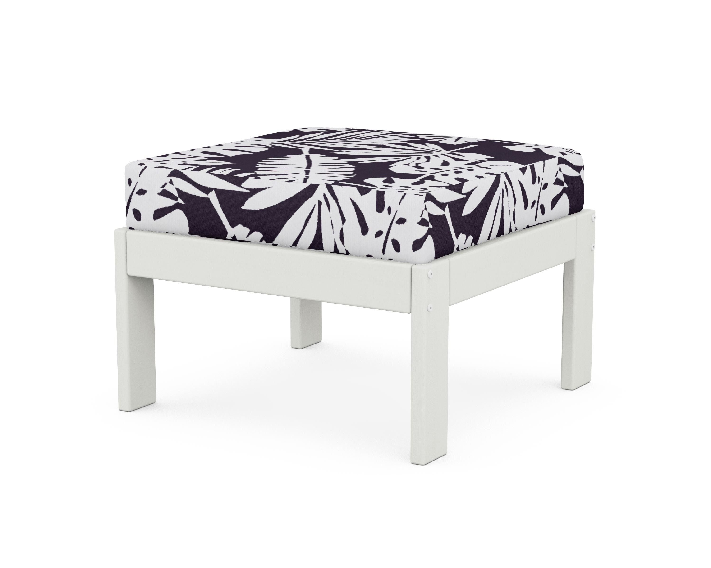 POLYWOOD® Vineyard Modular Ottoman in Vintage White / Leaf Navy