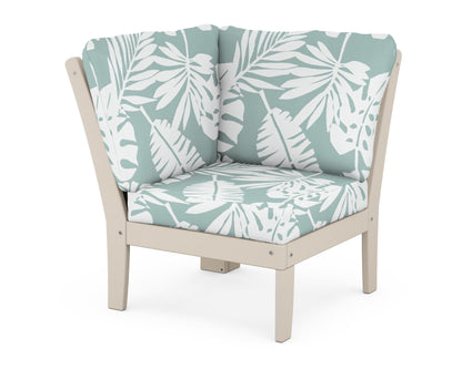 POLYWOOD® Braxton Modular Corner Chair in Sand / Leaf Glacier Spa