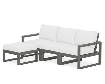 POLYWOOD® EDGE 4-Piece Modular Deep Seating Set with Ottoman in Slate Grey / Natural