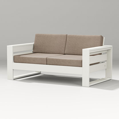 PW Designer Series Latitude Loveseat in Vintage White / Spiced Burlap