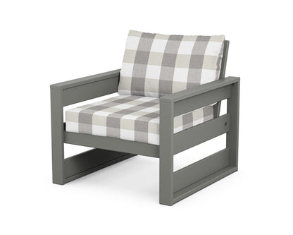 POLYWOOD® Westport Club Chair in Slate Grey / Buffalo Plaid Grey Mist