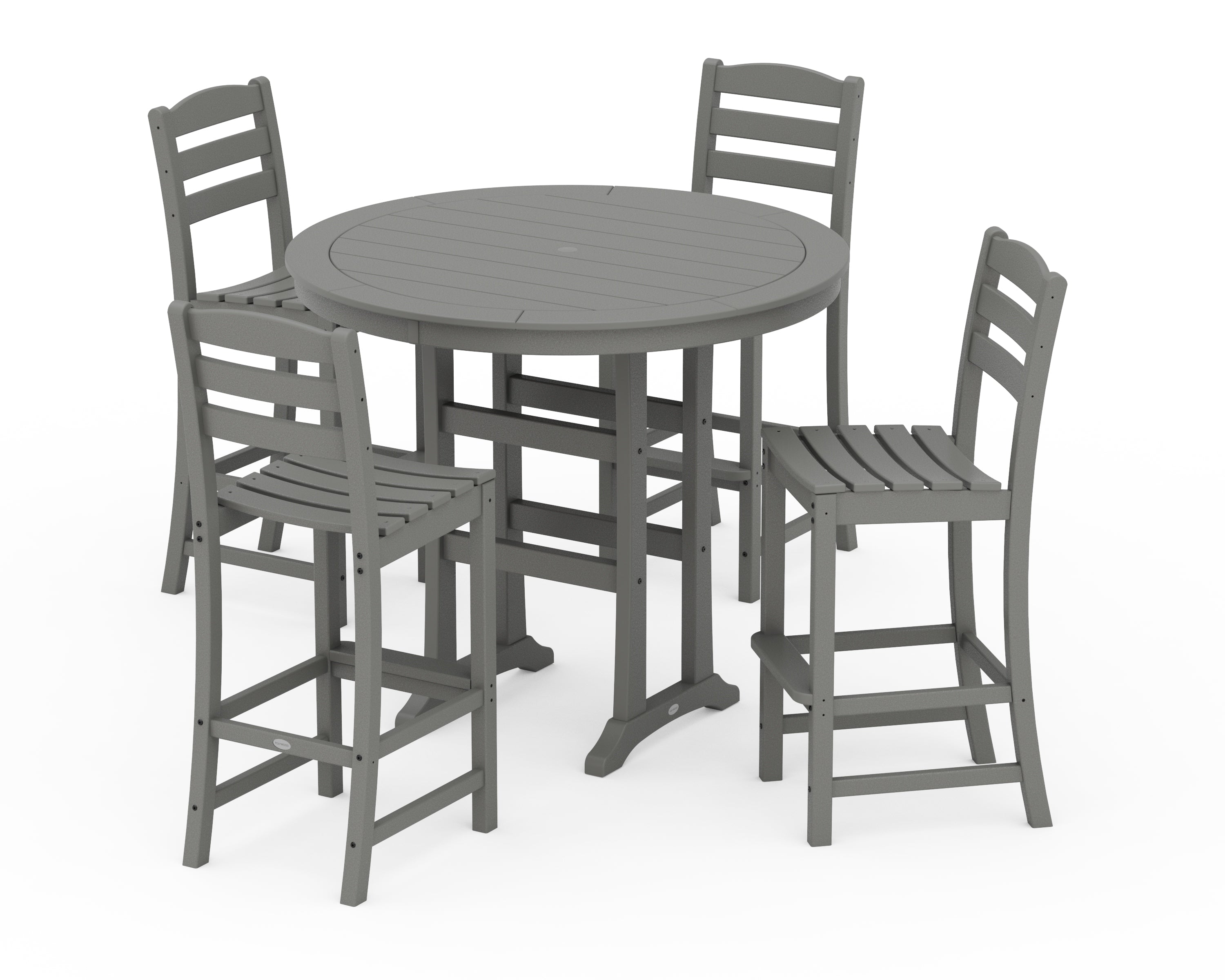 POLYWOOD® La Casa Café 5-Piece Side Chair Bar Dining Set in Slate Grey