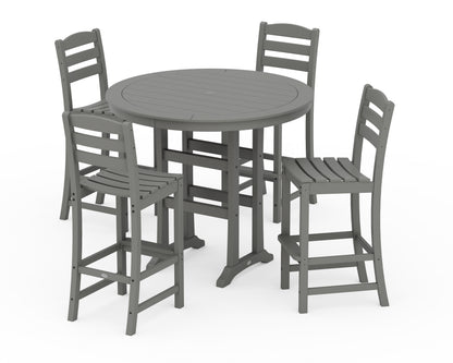 POLYWOOD® La Casa Café 5-Piece Side Chair Bar Dining Set in Slate Grey