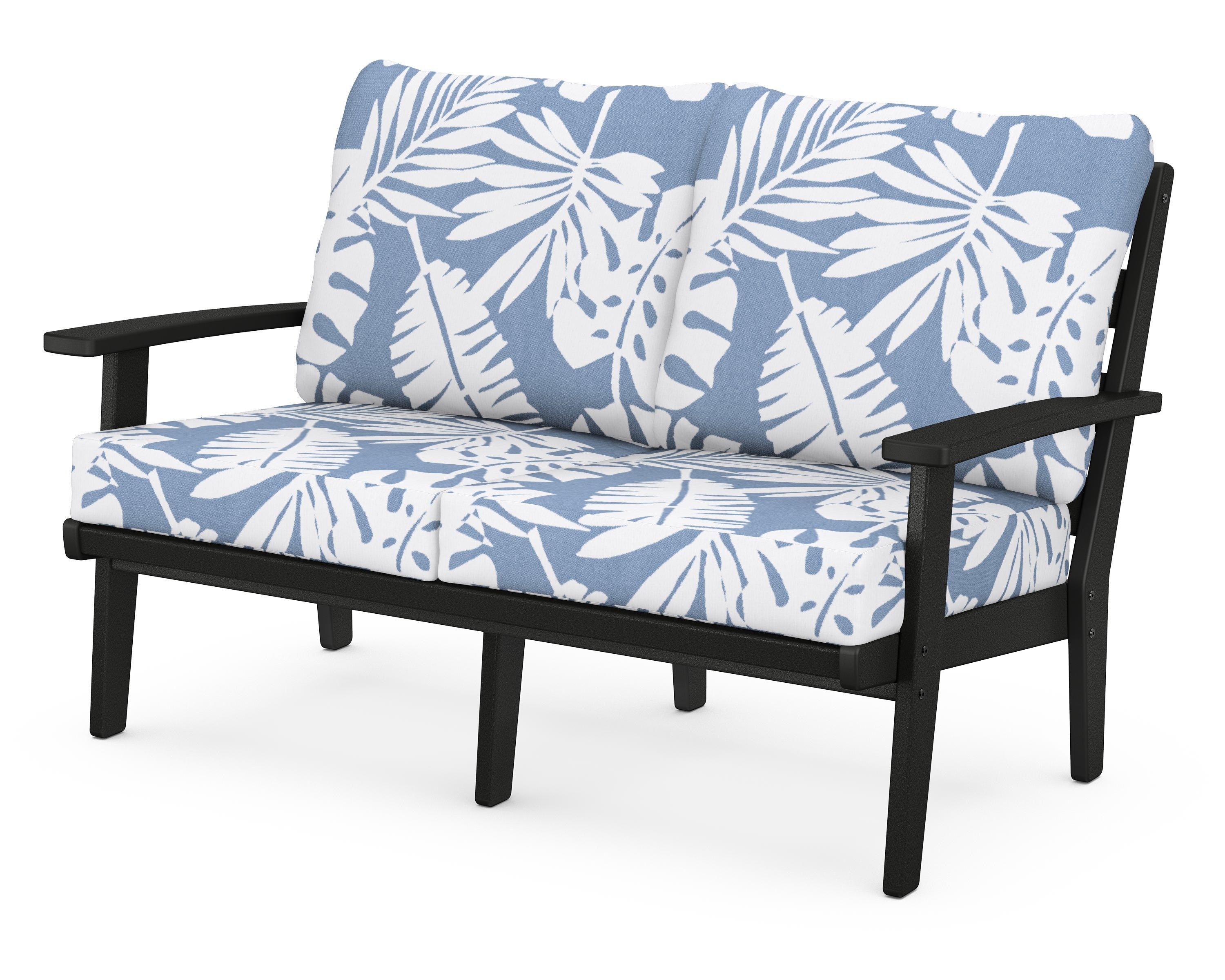 POLYWOOD® Grant Park Deep Seating Loveseat in Black / Leaf Sky Blue