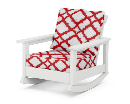 POLYWOOD® Prescott Deep Seating Rocking Chair in White / Trellis Crimson