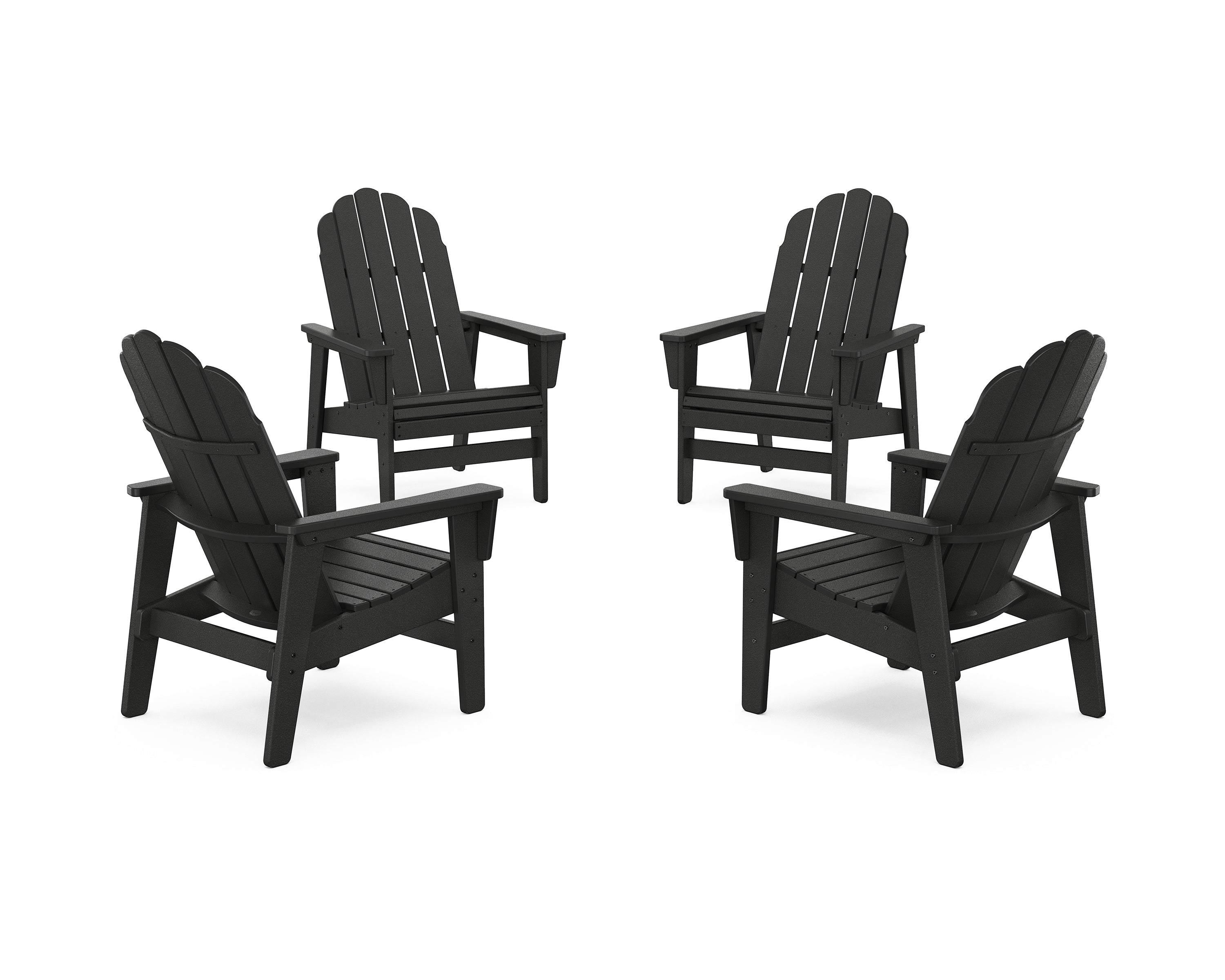 POLYWOOD® 4-Piece Vineyard Grand Upright Adirondack Chair Conversation Set in Black