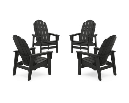 POLYWOOD® 4-Piece Vineyard Grand Upright Adirondack Chair Conversation Set in Black