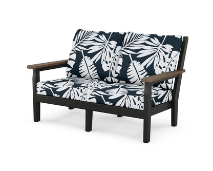 POLYWOOD® Chippendale Deep Seating Loveseat in Black / Kona / Leaf Marine Indigo
