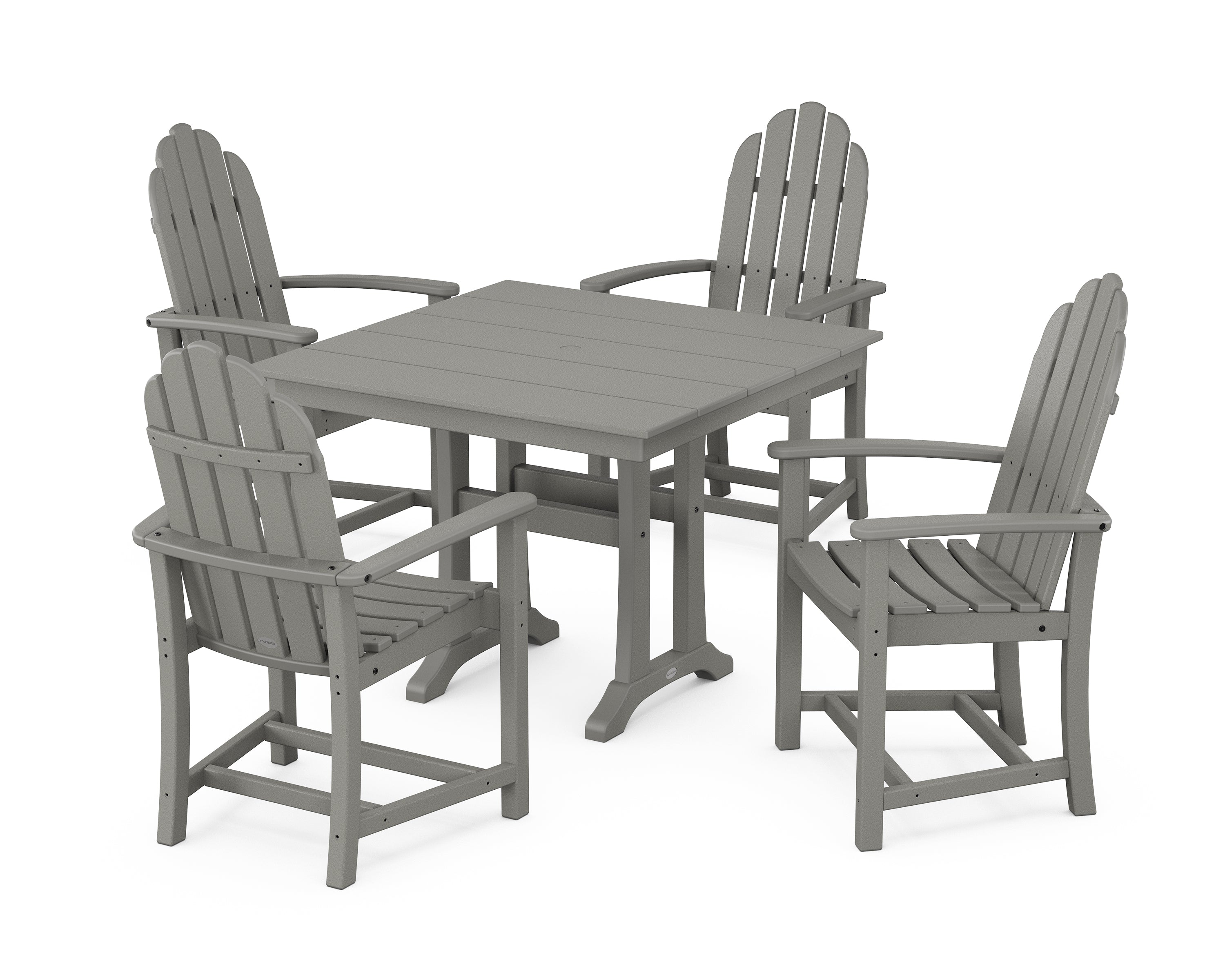 POLYWOOD® Classic Adirondack 5-Piece Farmhouse Dining Set With Trestle Legs in Slate Grey