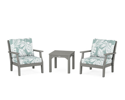 Martha Stewart by POLYWOOD® Chinoiserie 3-Piece Deep Seating Set in Slate Grey / Leaf Glacier Spa