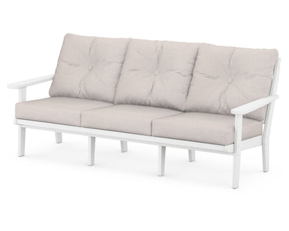 POLYWOOD® Lakeside Deep Seating Sofa in White / Dune Burlap