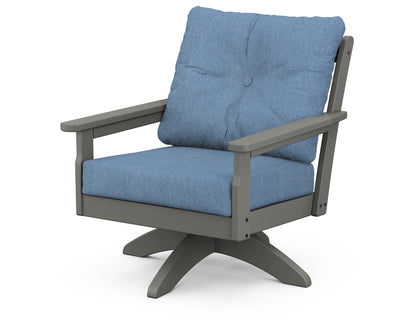 POLYWOOD® Vineyard Deep Seating Swivel Chair in Slate Grey / Sky Blue