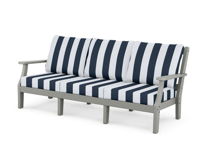 Martha Stewart by POLYWOOD® Chinoiserie Deep Seating Sofa in Slate Grey / Cabana Stripe Marine Indigo