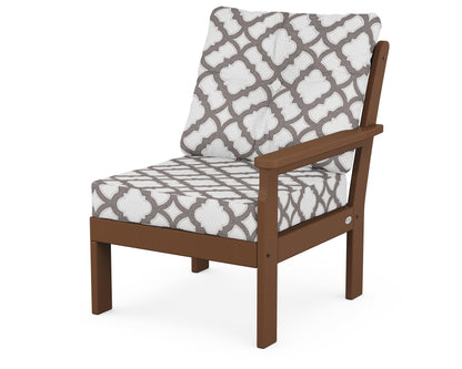POLYWOOD® Vineyard Modular Right Arm Chair in Teak / Trellis Grey Mist