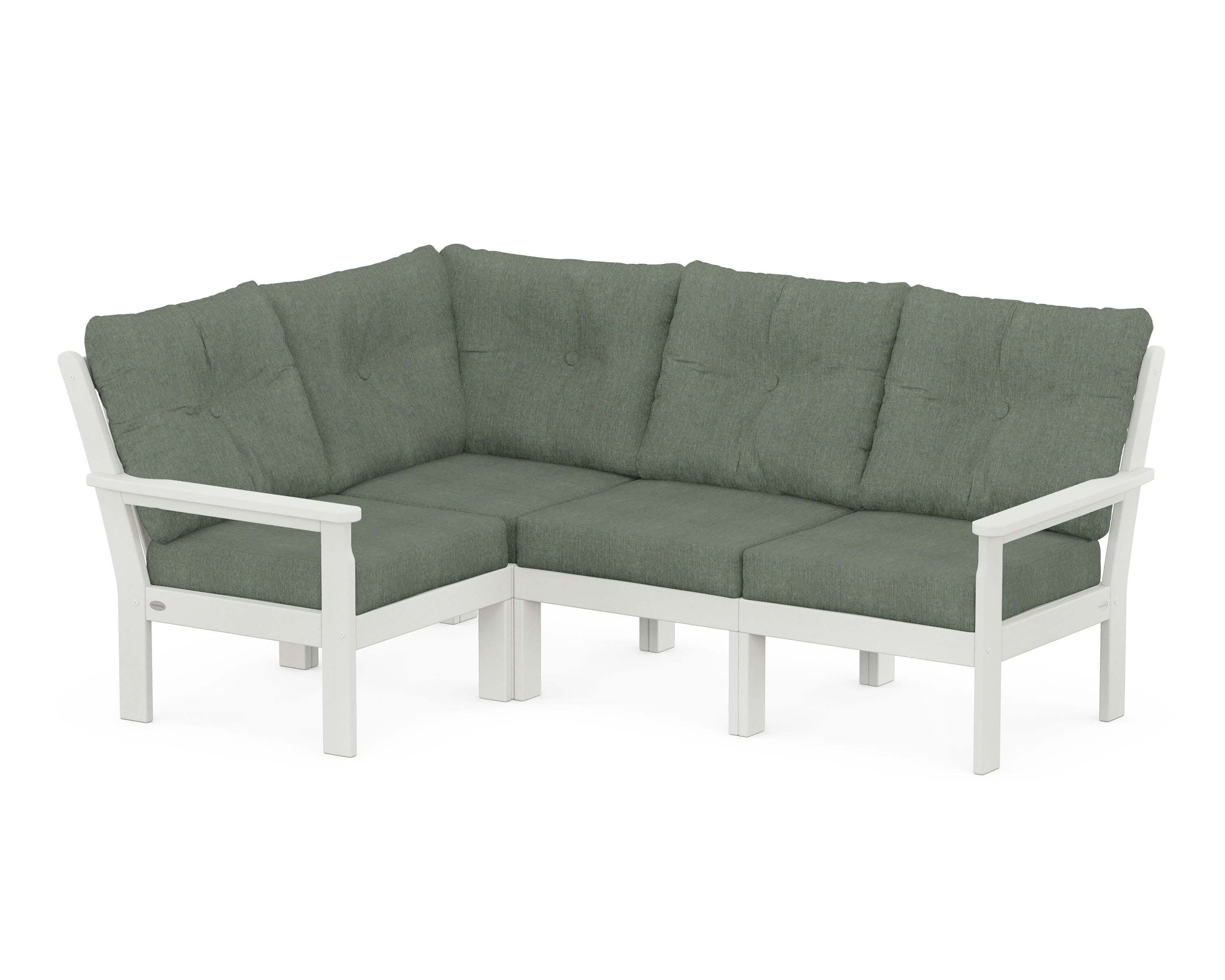 POLYWOOD® Vineyard 4-Piece Sectional in Vintage White / Cast Sage