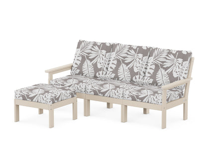 POLYWOOD® Vineyard 4-Piece Sectional with Ottoman in Sand / Leaf Grey Mist