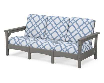 POLYWOOD® Club Sofa in Slate Grey / Trellis Sky Blue