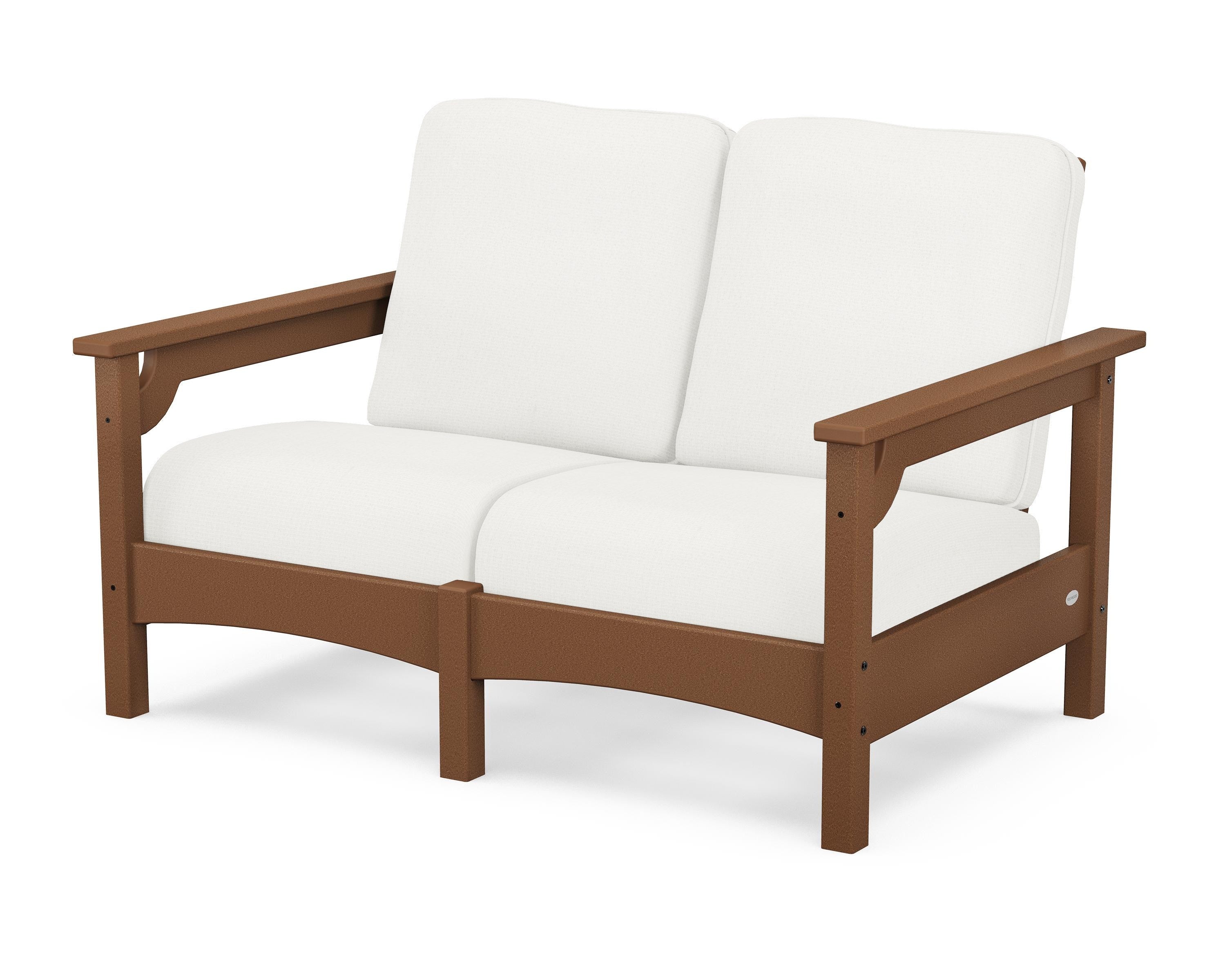 POLYWOOD® Club Loveseat in Teak / Natural Linen