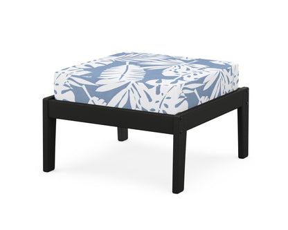 Unbranded Deep Seating Ottoman in Black / Leaf Sky Blue