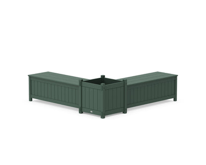 POLYWOOD® 48" Vineyard L- Shaped Planter Storage Bench Set- Large in Green