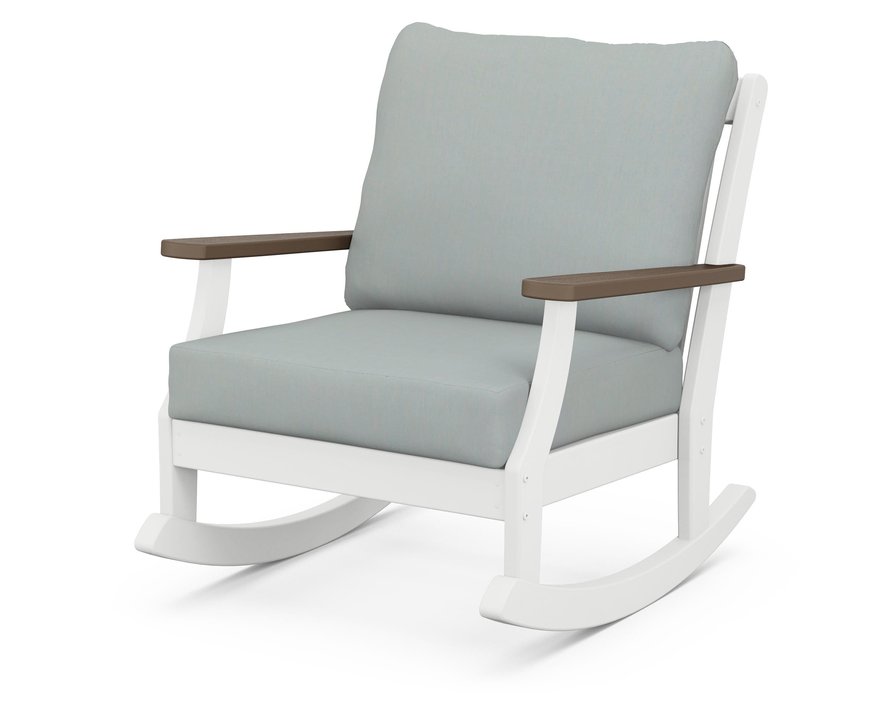 POLYWOOD® Braxton Deep Seating Rocking Chair in White / Kona / Spa