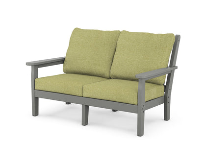 POLYWOOD® Chippendale Deep Seating Loveseat in Slate Grey / Chartreuse Boucle