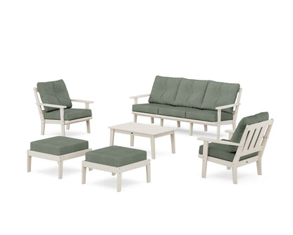 POLYWOOD® Oxford 6-Piece Lounge Sofa Set in Sand / Cast Sage