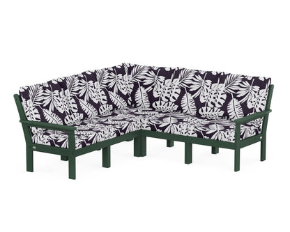 POLYWOOD® Vineyard 5-Piece Sectional in Green / Leaf Navy