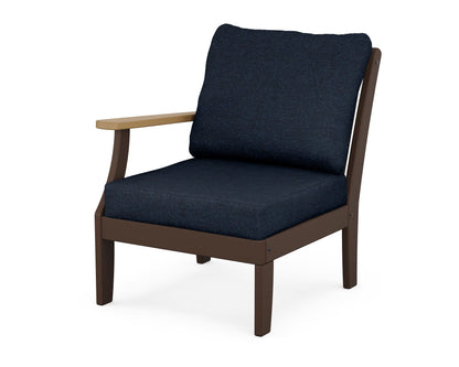 POLYWOOD® Braxton Modular Left Arm Chair in Mahogany / Natural / Marine Indigo
