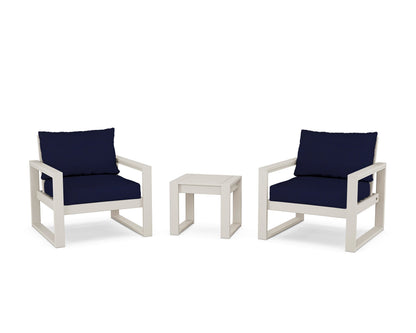 POLYWOOD® EDGE Sectional 3-Piece Deep Seating Set in Sand / Navy