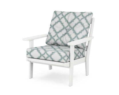 POLYWOOD® Oxford Deep Seating Chair in White / Trellis Glacier Spa