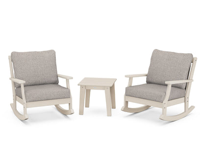 POLYWOOD® Braxton 3-Piece Deep Seating Rocker Set in Sand / Weathered Tweed