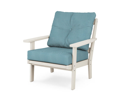 POLYWOOD® Oxford Deep Seating Chair in Sand / Lattice Sky Blue